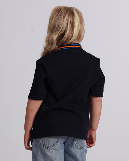 Junior Sandfields Tipped Polo - Navy