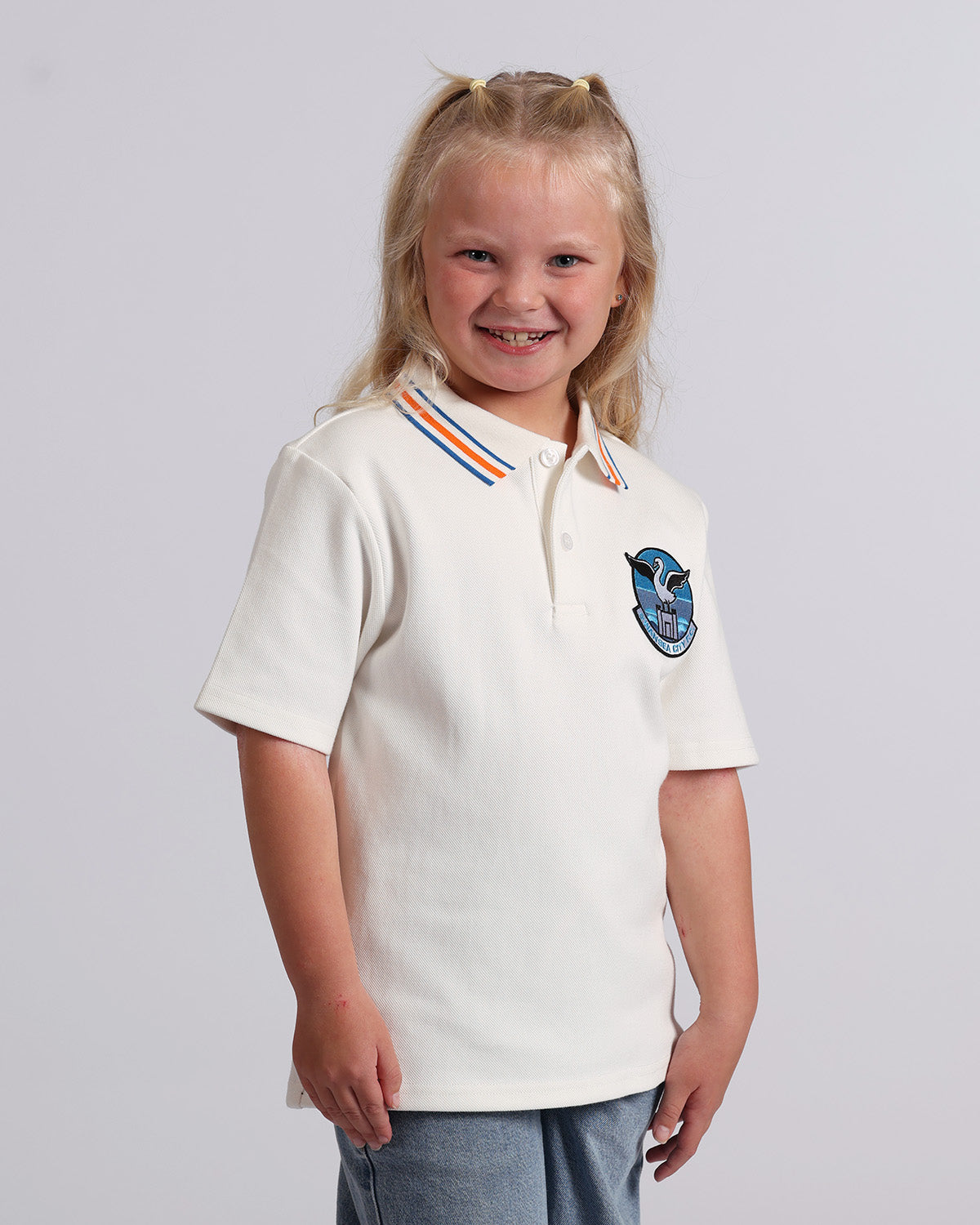 Junior Sandfields Tipped Polo - White