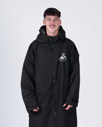 Swansea City AFC - Adult Waterproof Robe Jacket - Black Swansea City AFC - Adult Waterproof Robe Jacket - Black