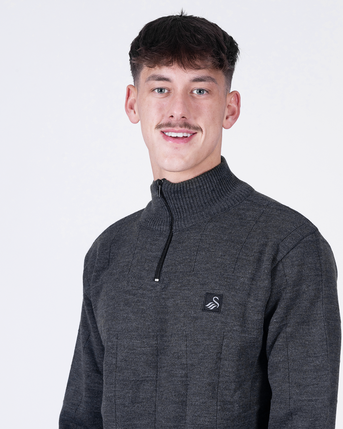 Adult Square Pattern 1/4 Zip - Grey