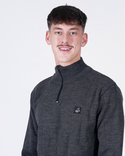 Adult Square Pattern 1/4 Zip - Grey