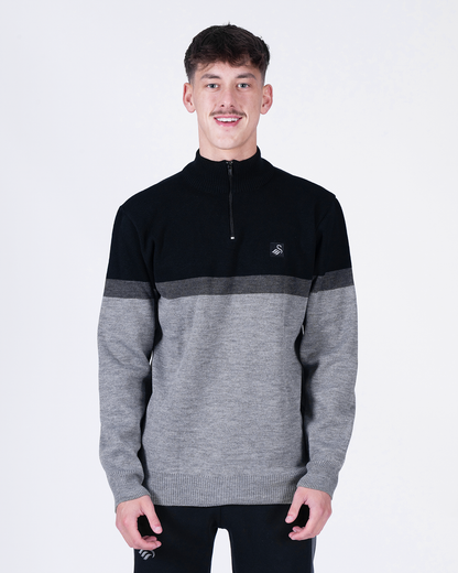 Adult Contrast 1/4 Zip - Black/Grey