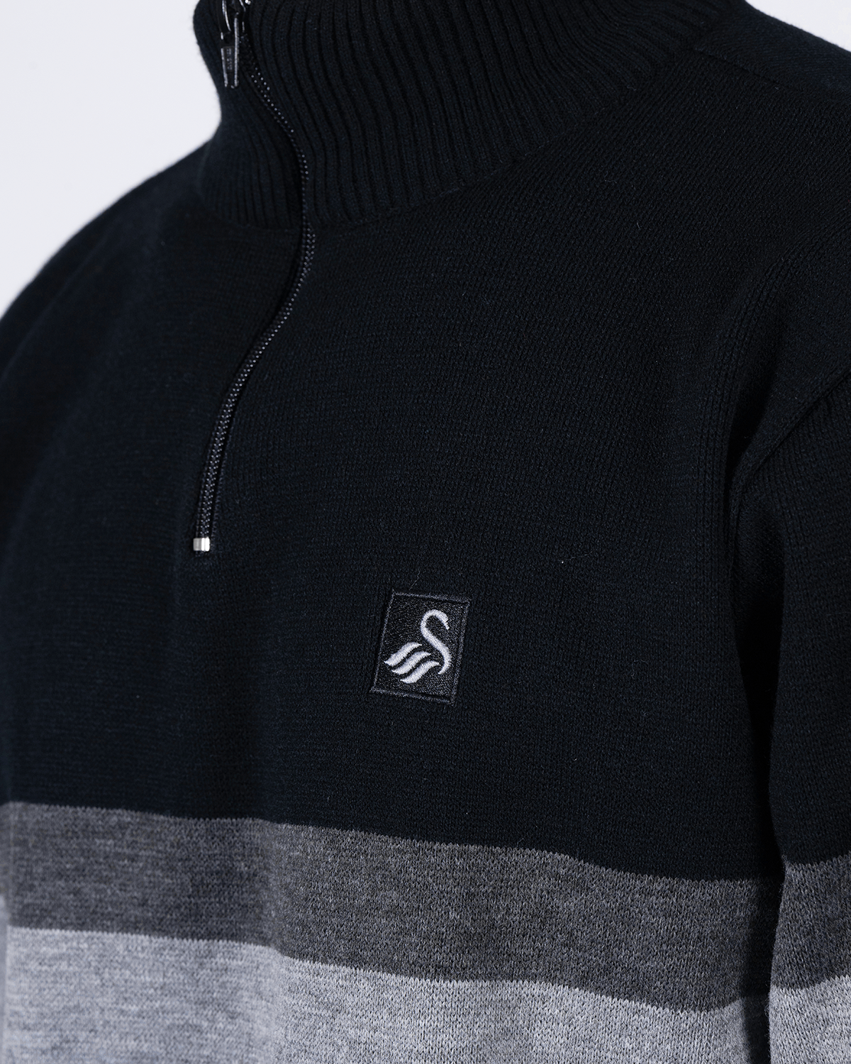 Adult Contrast 1/4 Zip - Black/Grey