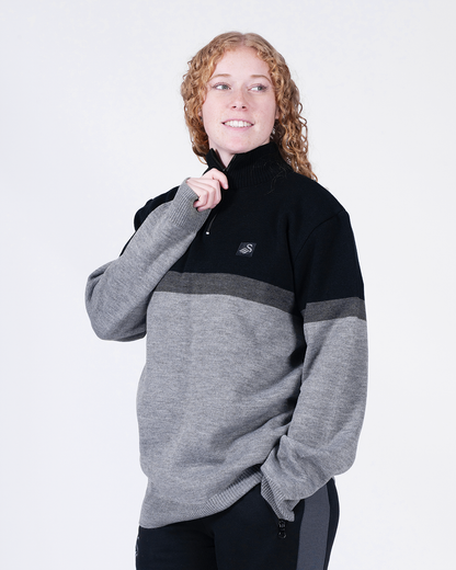 Adult Contrast 1/4 Zip - Black/Grey