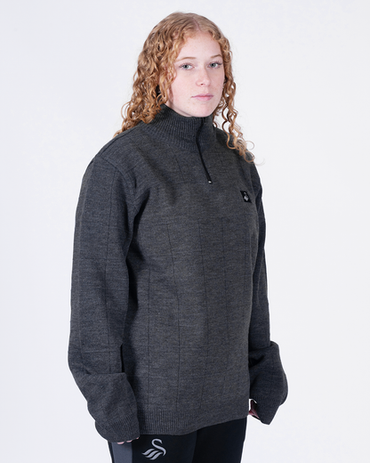 Adult Square Pattern 1/4 Zip - Grey