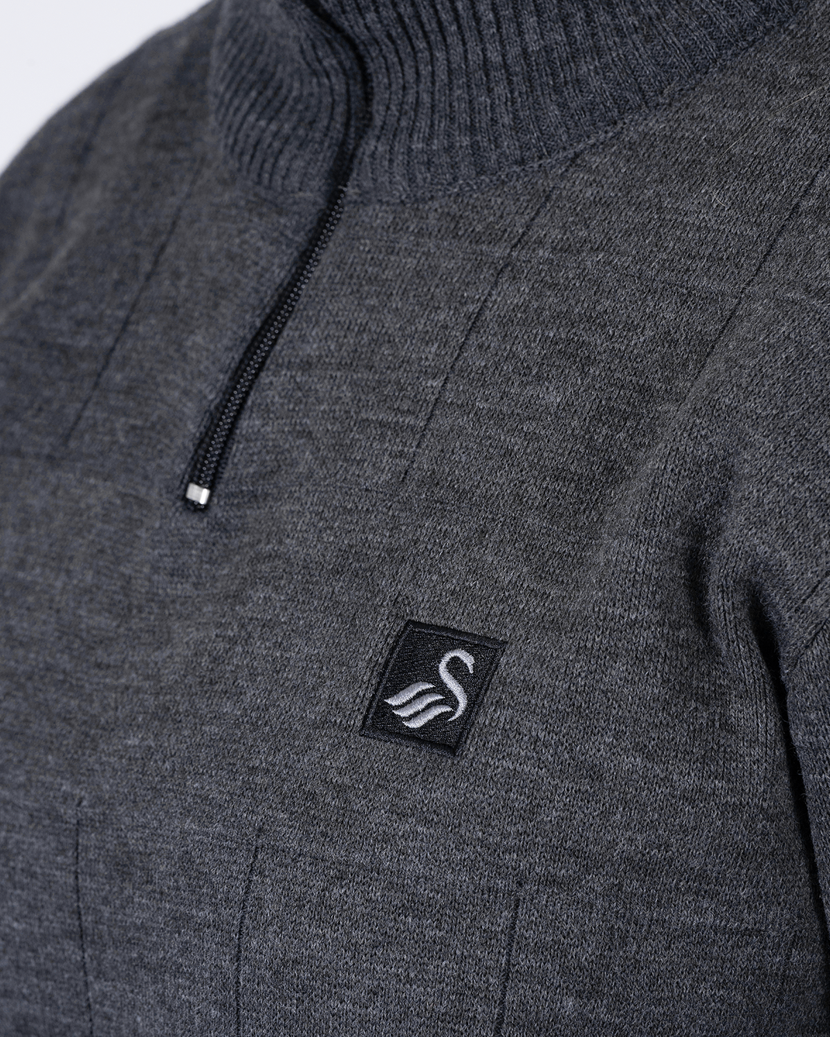 Adult Square Pattern 1/4 Zip - Grey