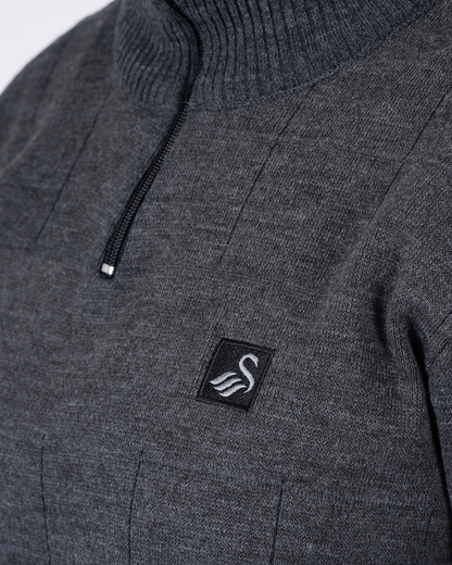 Adult Square Pattern 1/4 Zip - Grey