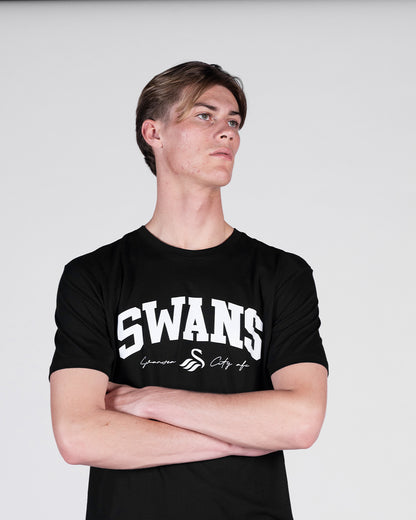 Adult Swans College T-Shirt - Black