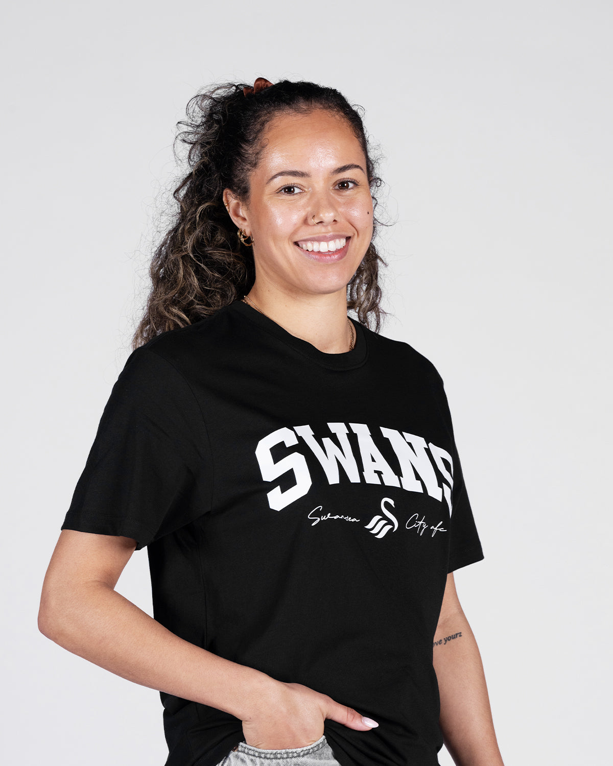 Adult Swans College T-Shirt - Black