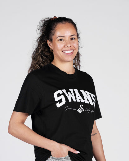 Adult Swans College T-Shirt - Black