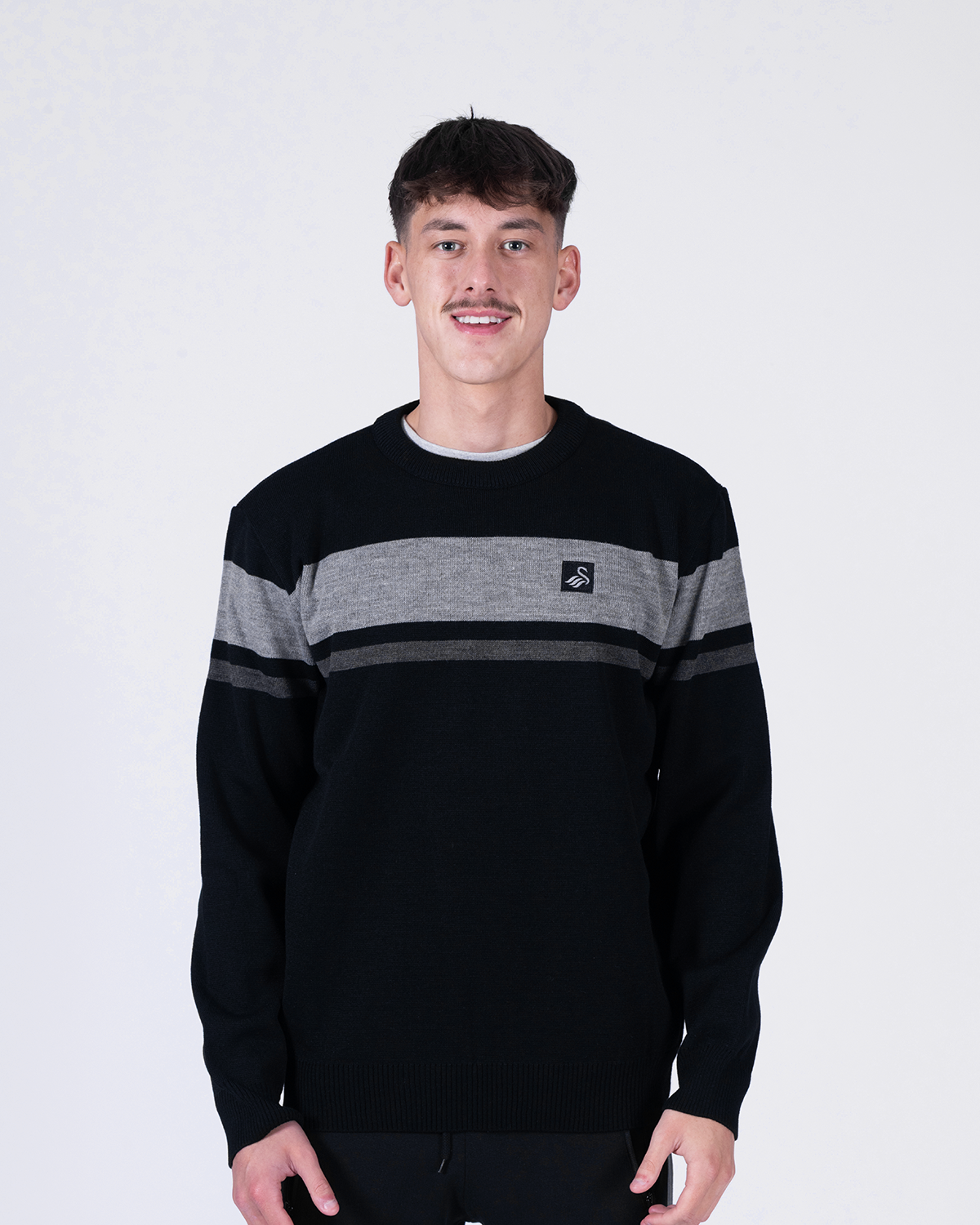 Adult Panel Crew Neck - Black/Grey