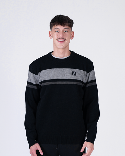 Adult Panel Crew Neck - Black/Grey