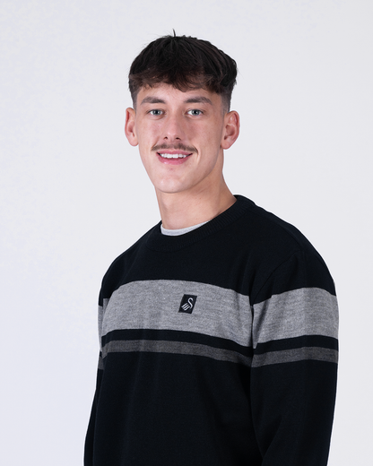 Adult Panel Crew Neck - Black/Grey