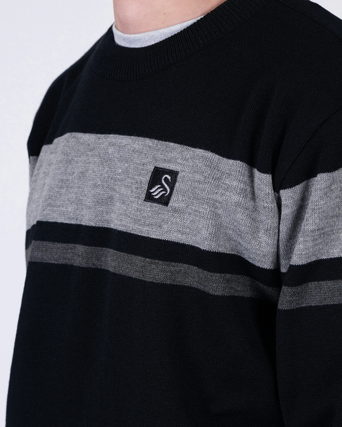 Adult Panel Crew Neck - Black/Grey